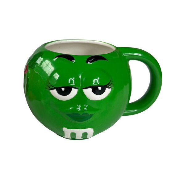 M&Ms Ceramic Coffee Mugs Holiday Collectible Set f 2 Red Green By Galerie - Picture 4 of 8